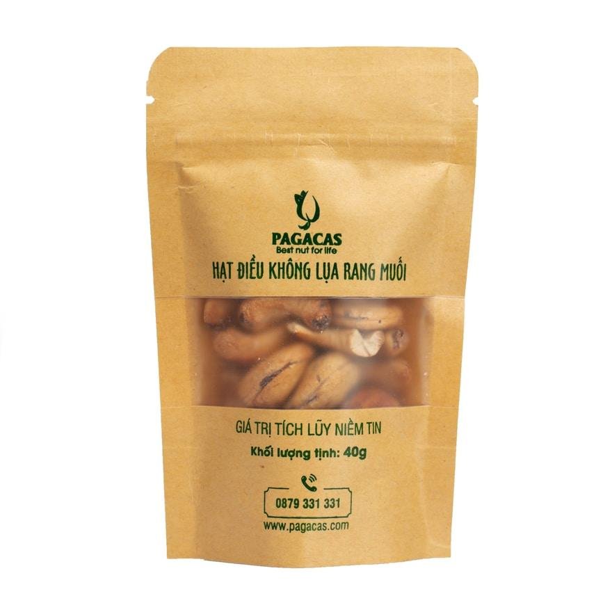 Hạt điều rang muối không lụa Pagacas - Túi zip 40g